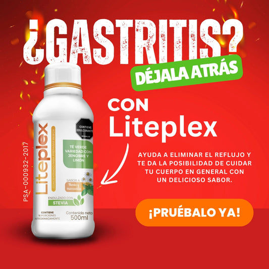 Dile adiós al reflujo, acidez y gastritis. LITEPLEX es alivio natural.