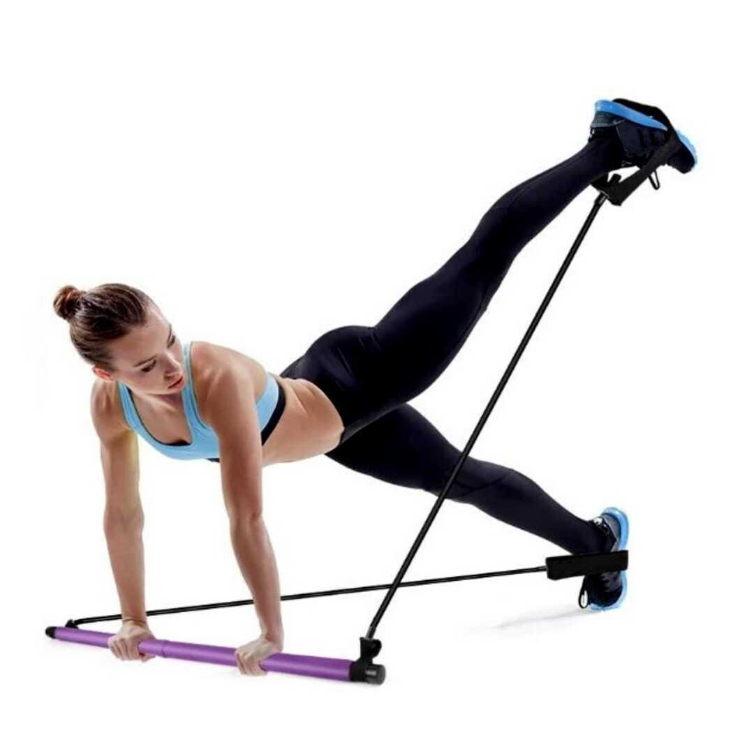 INNOCEDAR - Kit de bar de gimnasio en casa con bandas de resistencia,  entrenamiento portátil de cuerpo completo, sistema de barra de pilates